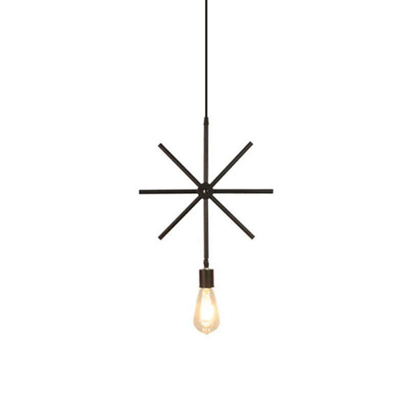 Modern Black Pendant Light Fixture With Iron Flower/Square/Round Frame - Ceiling Lamp Over Table