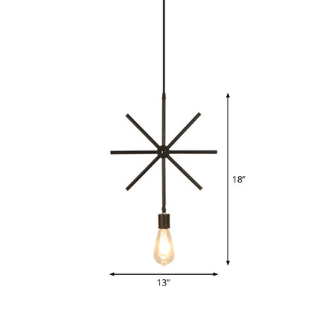 Modern Black Iron Pendant Light Fixture With Flower/Square/Round Frame - Perfect For Over Table