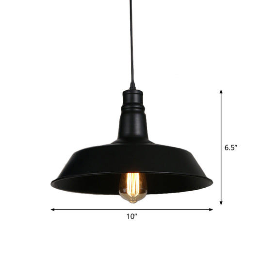 Industrial-Style Black Iron Pendant Lamp For Restaurants: 1-Light Bowl/Cage/Barn Design