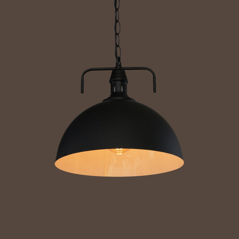 Industrial-Style Black Iron Pendant Lamp For Restaurants: 1-Light Bowl/Cage/Barn Design
