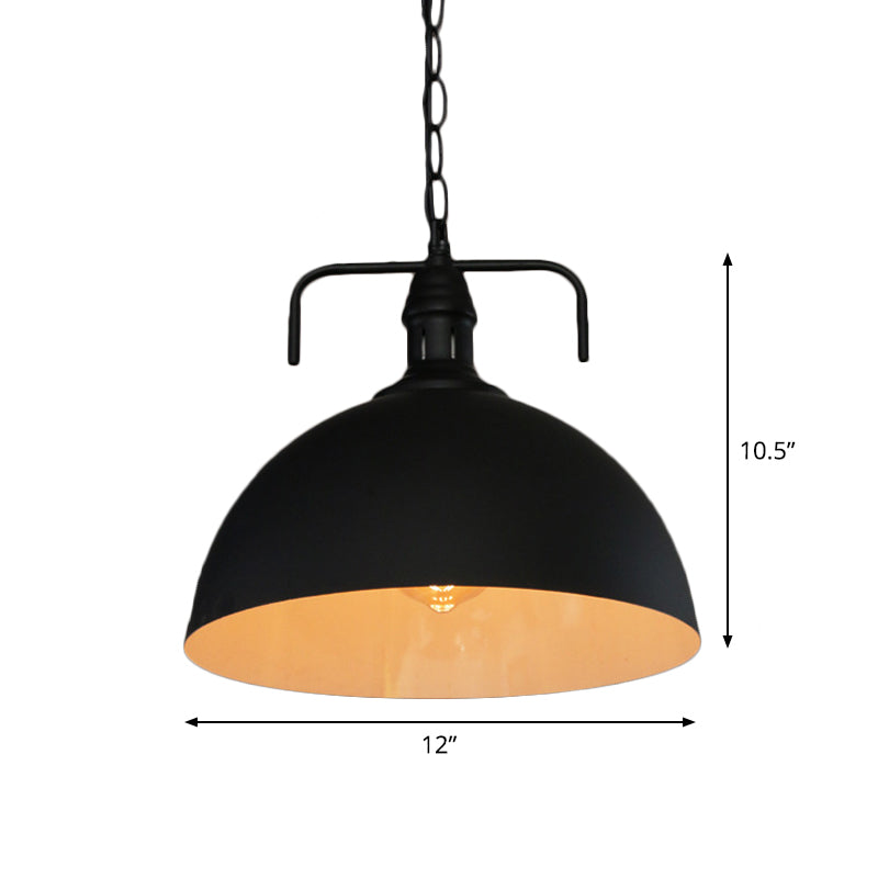 Industrial-Style Black Iron Pendant Lamp For Restaurants: 1-Light Bowl/Cage/Barn Design