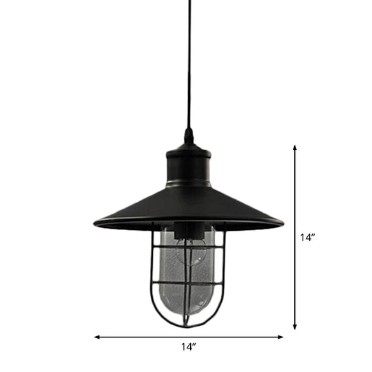 Rustic Iron Saucer Dining Room Pendulum Light - Black Pendant Lamp With 2 Extra Shade Guards