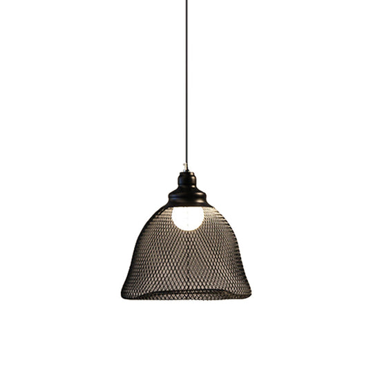 Loft Style Black Iron Mesh Drop Pendant Ceiling Suspension Lamp For Dining Room - 1-Light