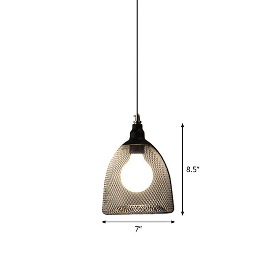Loft Style Black Iron Mesh Drop Pendant Ceiling Suspension Lamp For Dining Room - 1-Light
