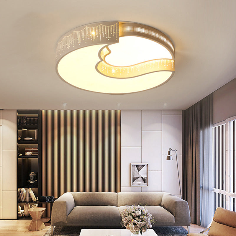 Modern White Metal Led Flushmount Ceiling Lamp For Living Room & Kitchen / 16’
