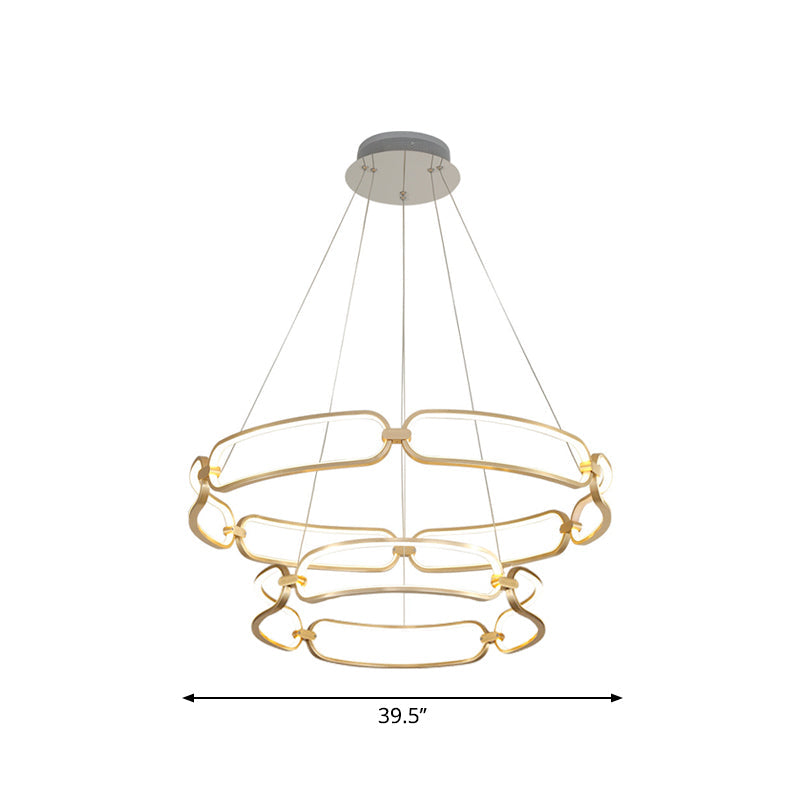 Metal Gold Led Pendant Light - 1/2-Tiered Wristlet Shaped Chandelier Simple & Stylish Small/Large