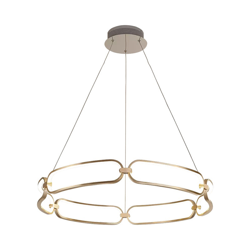 Stylish Gold Metal Led Pendant Light - 1/2-Tiered Wristlet Chandelier Small/Large Sizes