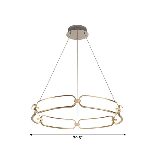 Stylish Gold Metal Led Pendant Light - 1/2-Tiered Wristlet Chandelier Small/Large Sizes