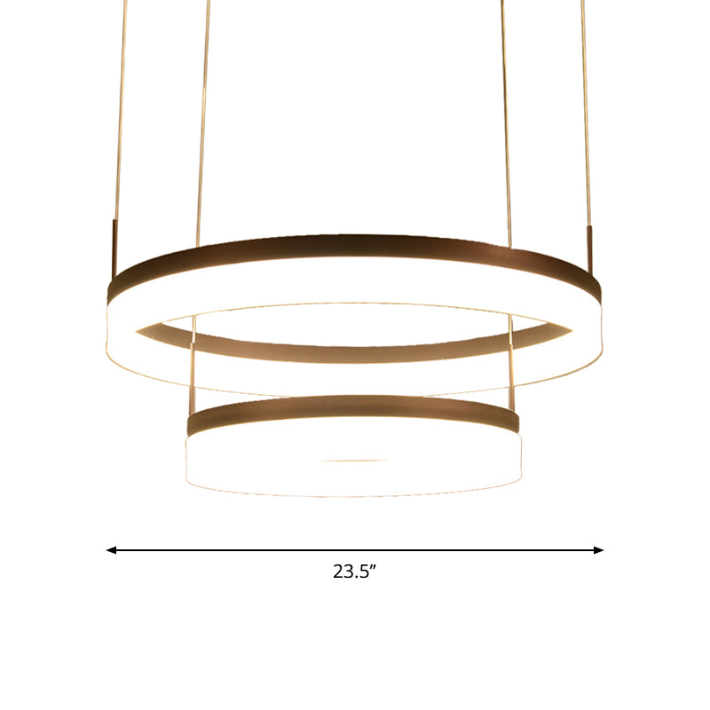 Minimalist Acrylic Led Chandelier Lamp - 2/3-Tier Circular Drop Pendant For Coffee Table