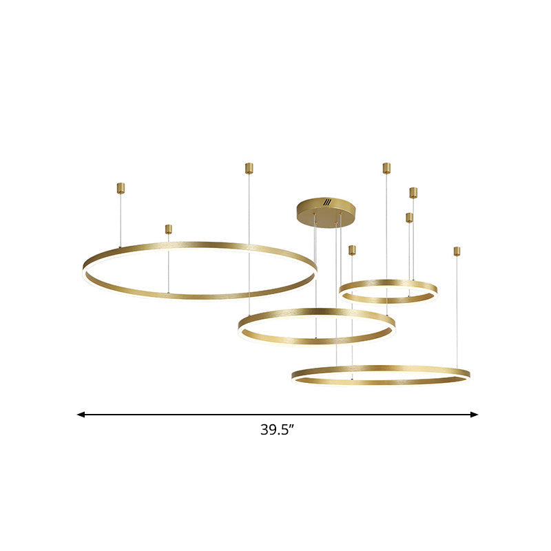 Postmodern Gold Led Hoop Chandelier - 3/4/5 Tiers Ideal For Living Room