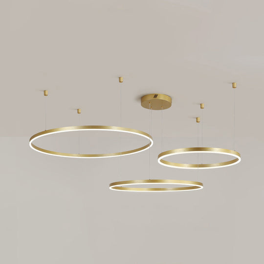 Postmodern Gold Led Hoop Chandelier - 3/4/5 Tiers Ideal For Living Room