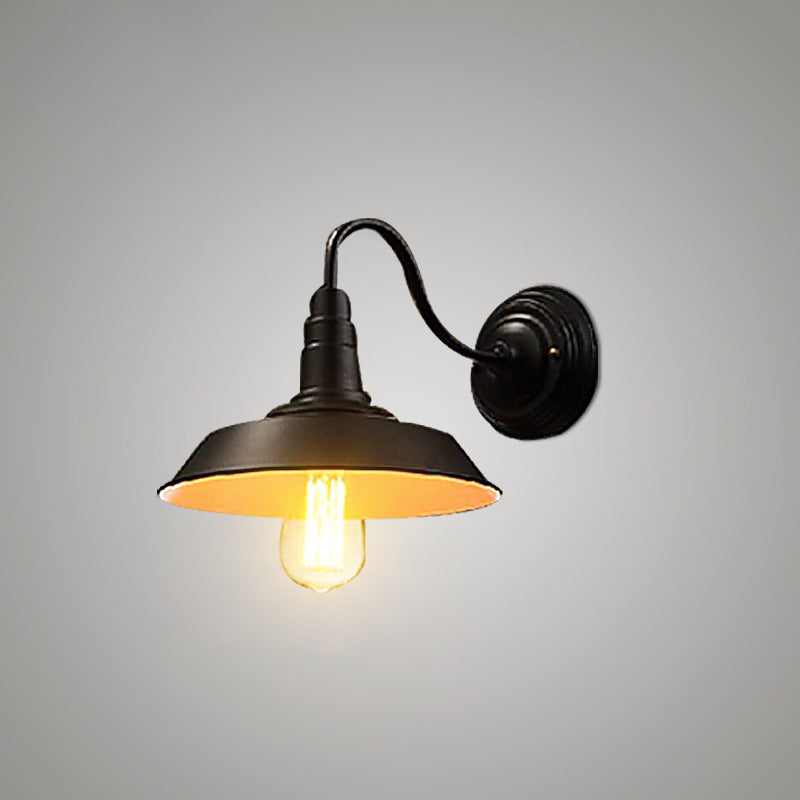 Iron Black Finish Industrial 1-Bulb Wall Sconce - Water Pipe/Cage/Fist Design