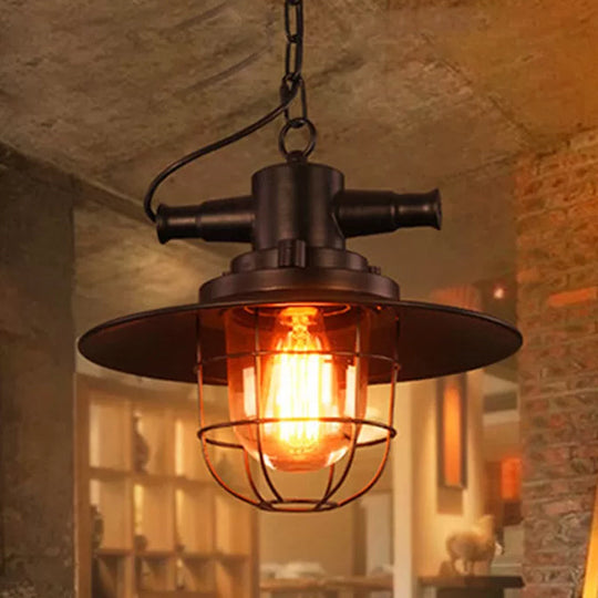 Industrial Black Iron Ceiling Pendant With Clear Glass Shade