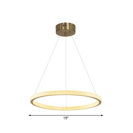 Minimalistic Brass Led Chandelier Light With Acrylic Suspension - 1/3/4-Tier Circle Design