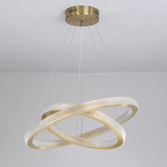 Minimalistic Brass Led Chandelier Light With Acrylic Suspension - 1/3/4-Tier Circle Design