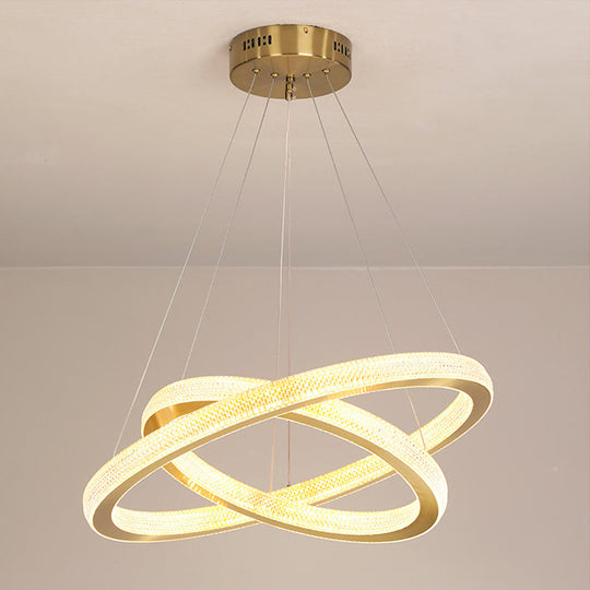 Minimalistic Brass Led Chandelier Light With Acrylic Suspension - 1/3/4-Tier Circle Design