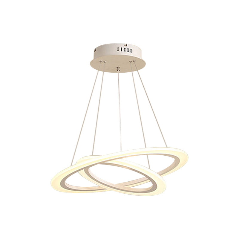 Led 2/3-Tiered Acrylic Chandelier - Modern Coffee Hoop Pendant Light Kit Small/Large Size