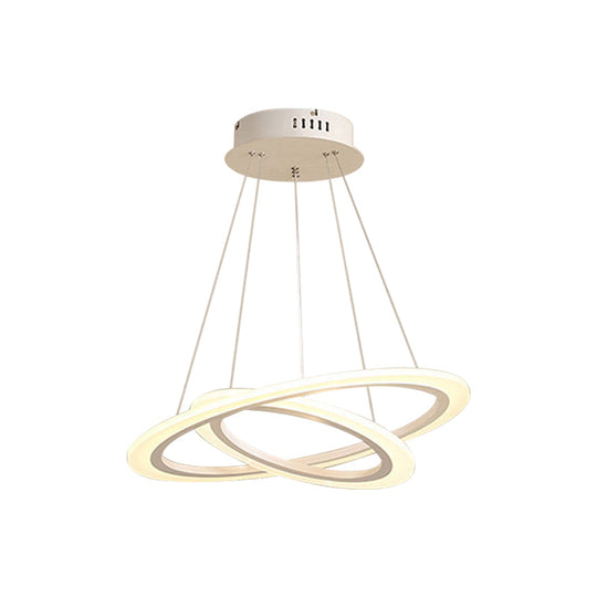 Led 2/3-Tiered Acrylic Chandelier - Modern Coffee Hoop Pendant Light Kit Small/Large Size