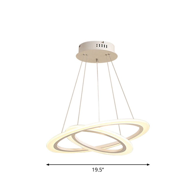 Led 2/3-Tiered Acrylic Chandelier - Modern Coffee Hoop Pendant Light Kit Small/Large Size