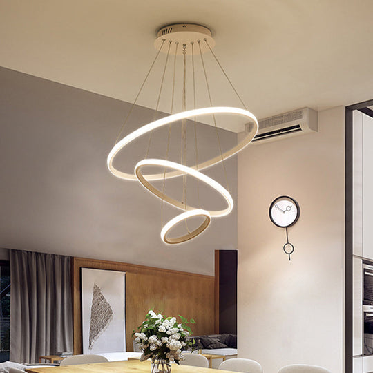 Minimalist Acrylic Led Chandelier - Circle Design White/Coffee Available In Small And Large Ceiling