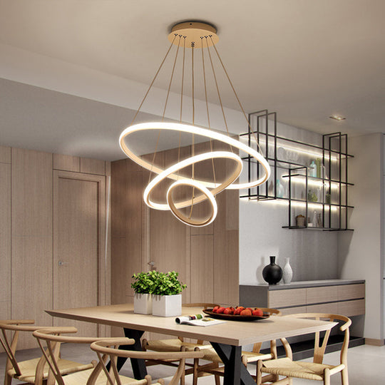 Minimalist Acrylic Led Chandelier - Circle Design White/Coffee Available In Small And Large Ceiling
