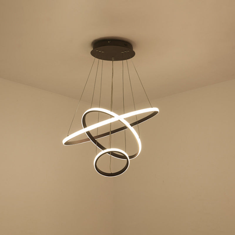 Minimalist Acrylic Led Chandelier - Circle Design White/Coffee Available In Small And Large Ceiling