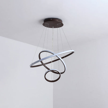 Minimalist Acrylic Led Chandelier - Circle Design White/Coffee Available In Small And Large Ceiling