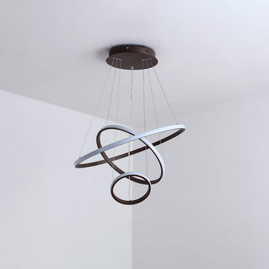 Minimalist Acrylic Led Chandelier - Circle Design White/Coffee Available In Small And Large Ceiling