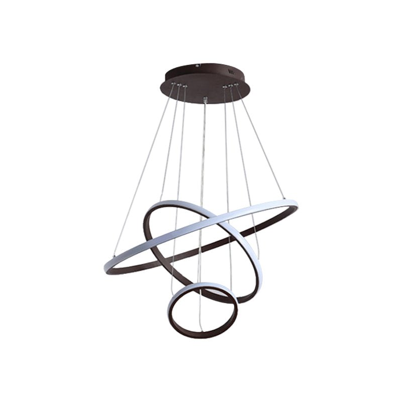 Minimalist Acrylic Led Chandelier - Circle Design White/Coffee Available In Small And Large Ceiling