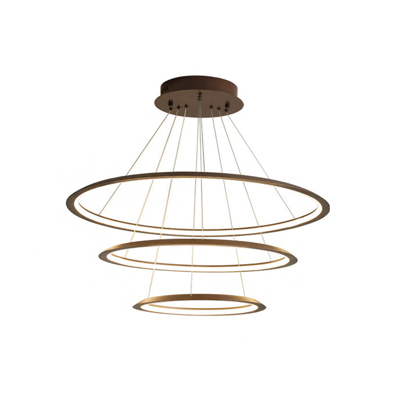 Simplicity Gold/Coffee Led Pendant Chandelier - Acrylic 3/4-Tiered Loop Ceiling Hang Light For