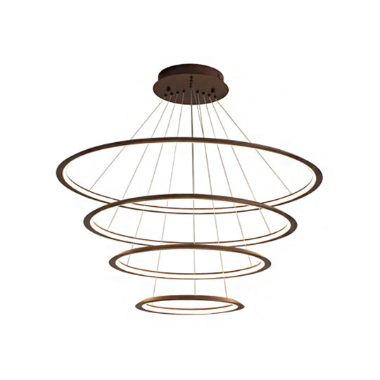 Simplicity Gold/Coffee Led Pendant Chandelier - Acrylic 3/4-Tiered Loop Ceiling Hang Light For