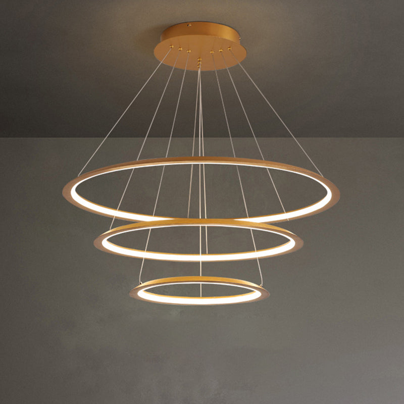 Simplicity Gold/Coffee Led Pendant Chandelier - Acrylic 3/4-Tiered Loop Ceiling Hang Light For
