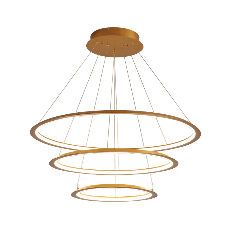 Slim Hoop Pendant Led Chandelier - 3/4 Tiers Aluminum Gold/Coffee Living Room