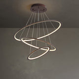 3/4 Tier Slim-Frame Led Chandelier In Gold/Coffee For Elegant Living Room Lighting