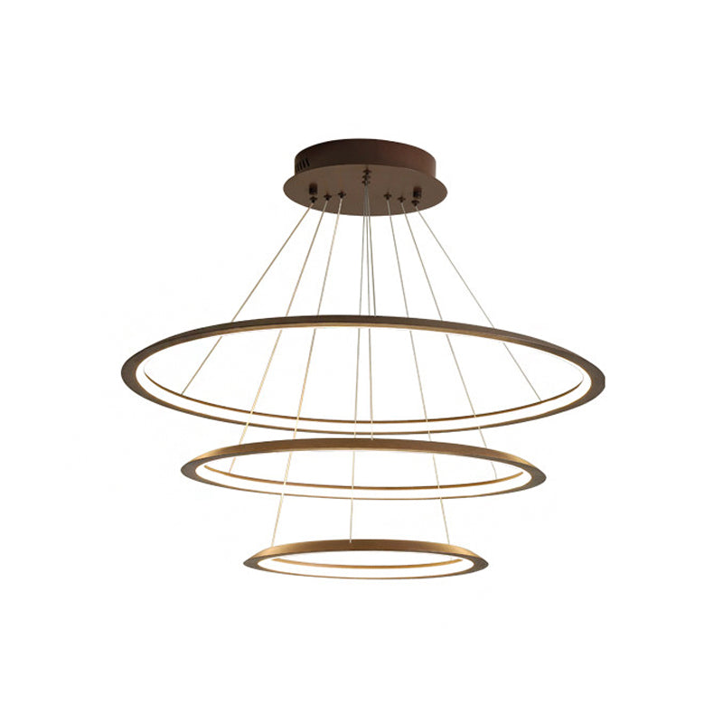 Slim Hoop Pendant Led Chandelier - 3/4 Tiers Aluminum Gold/Coffee Living Room