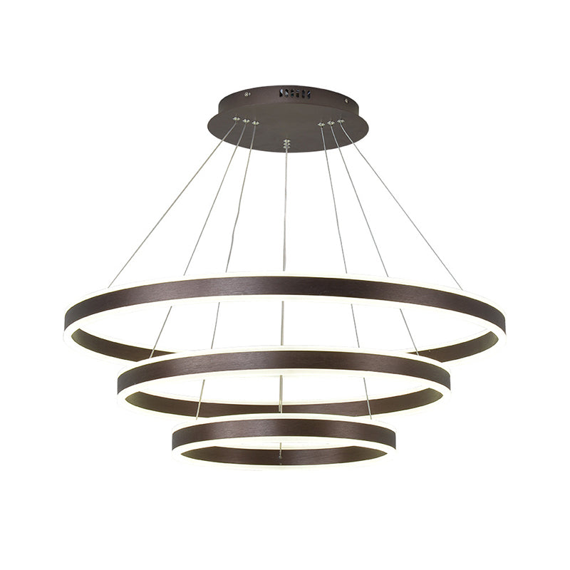 Hanging Pendant Metal Led Circle Chandelier Lamp - Simplicity 2/3-Tier Coffee Finish