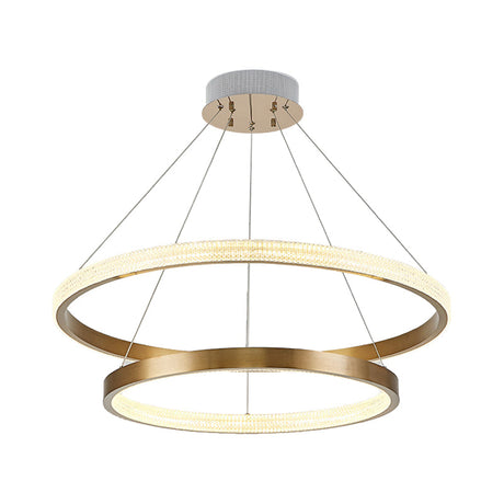 Postmodern Gold Finish Led Chandelier With Aluminum 2/3 Tiered Hoop Design