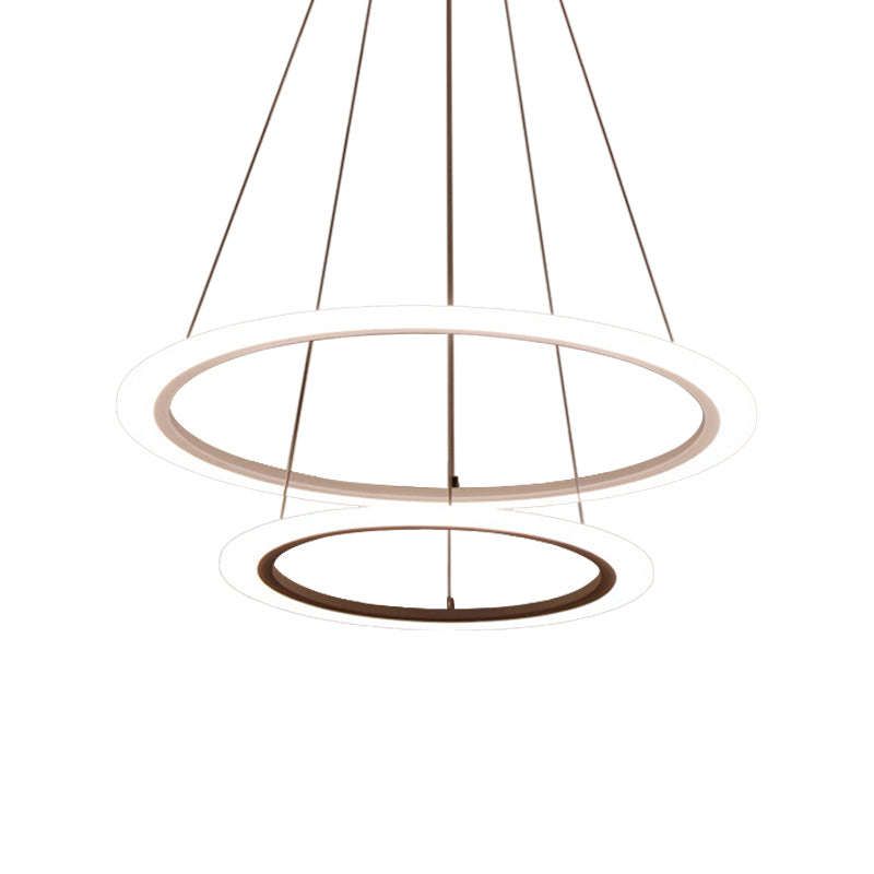 Multi Tier 2-3-4 Pendant Chandelier Acrylic White Led Ceiling Hang Light For Dining Room / 2 Tiers