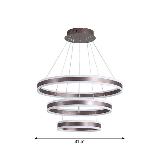 2/3 Tiered Led Chandelier: Acrylic Circle Ceiling Lamp - Coffee