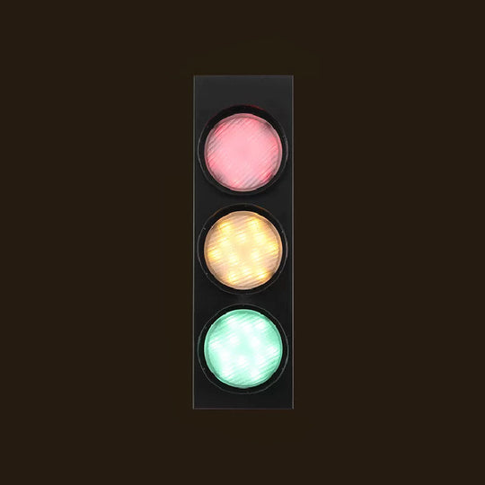 Modern Black Metallic Traffic Light Wall Sconce With 3 Lights - Aisle Mount
