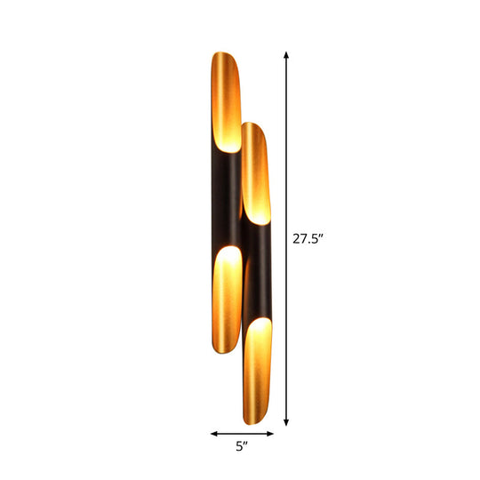 Modern Metallic Cylinder Wall Sconce - Mounted Light For Living Room 1/4-Bulb Yellow-Black Design