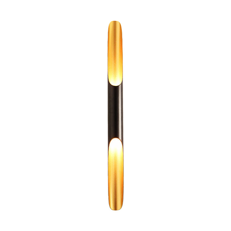 Modern Metallic Cylinder Wall Sconce - Mounted Light For Living Room 1/4-Bulb Yellow-Black Design