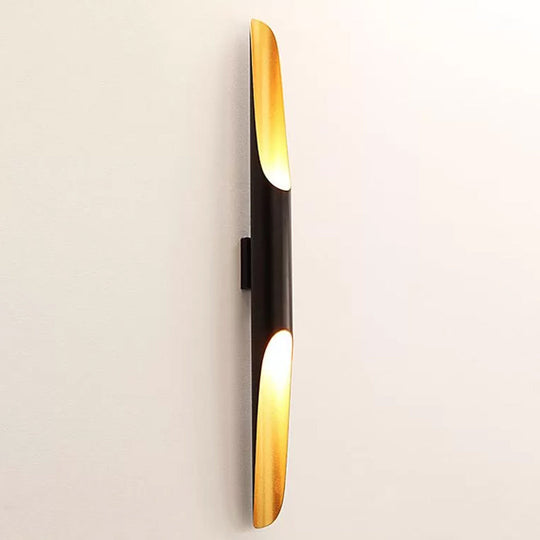 Modern Metallic Cylinder Wall Sconce - Mounted Light For Living Room 1/4-Bulb Yellow-Black Design