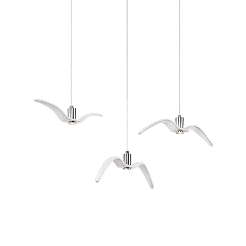 Seagull Multi-Light Pendant With Metal Finish 3 Lights For Bedroom Ceiling In White/Black