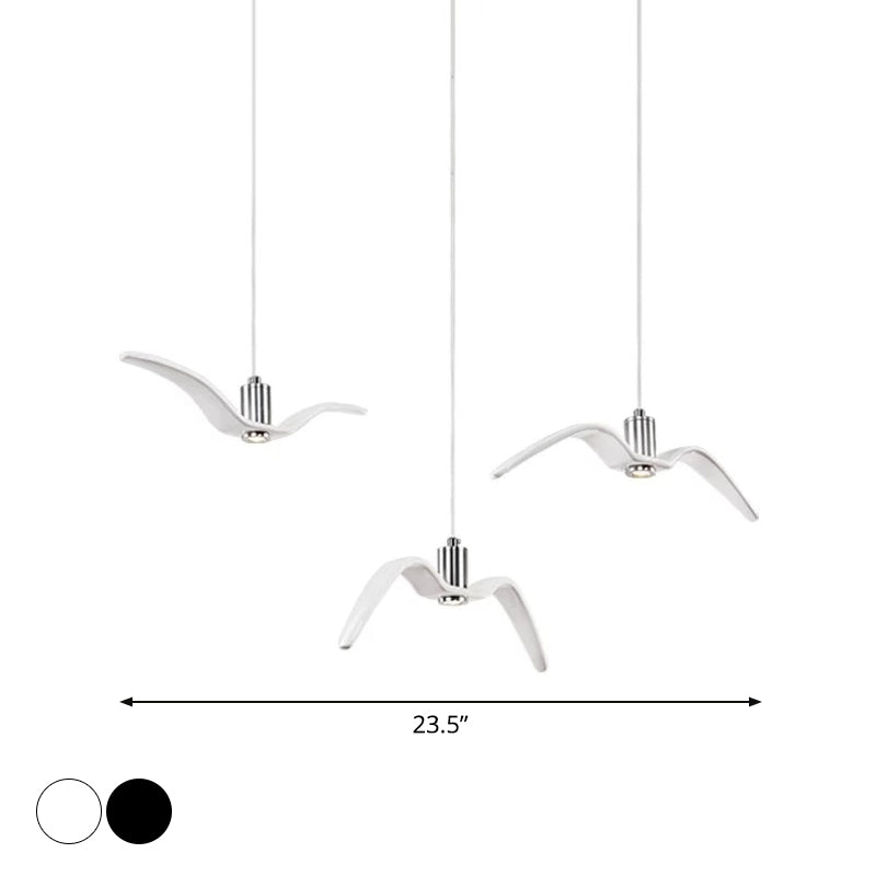 Seagull Multi-Light Pendant With Metal Finish 3 Lights For Bedroom Ceiling In White/Black