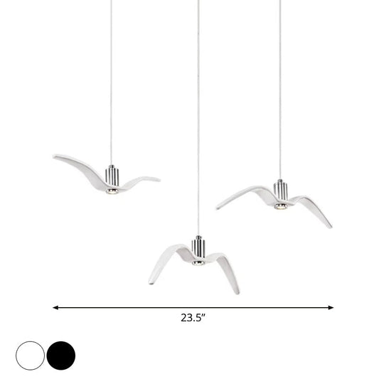 Seagull Multi-Light Pendant With Metal Finish 3 Lights For Bedroom Ceiling In White/Black