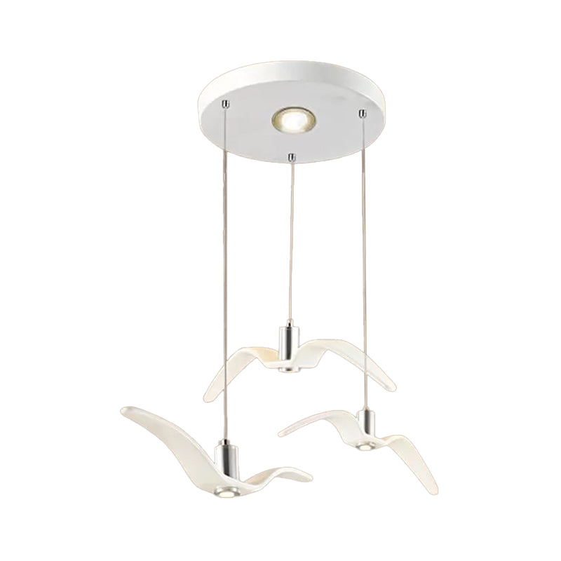 Seagull Multi-Light Pendant With Metal Finish 3 Lights For Bedroom Ceiling In White/Black