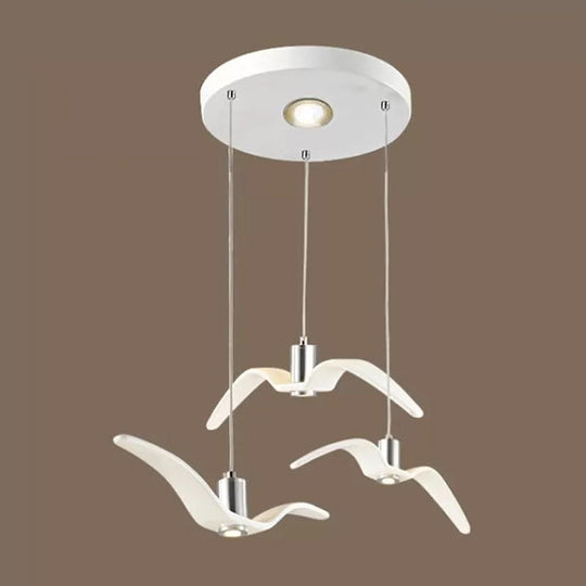 Seagull Multi-Light Pendant With Metal Finish 3 Lights For Bedroom Ceiling In White/Black