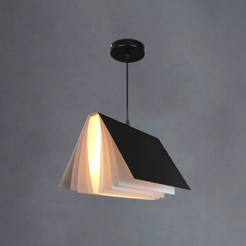 Nordic Plastic Pendant Ceiling Light: Modern 1-Bulb Book-Inspired Hanging Lamp For Living Room