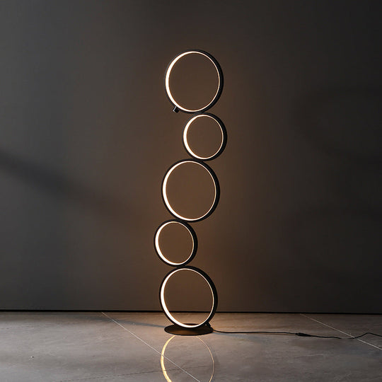 Modern Led Floor Lamp With Black Bubbling/Wavy/Twisting Design Acrylic Shade And Warm/White Light